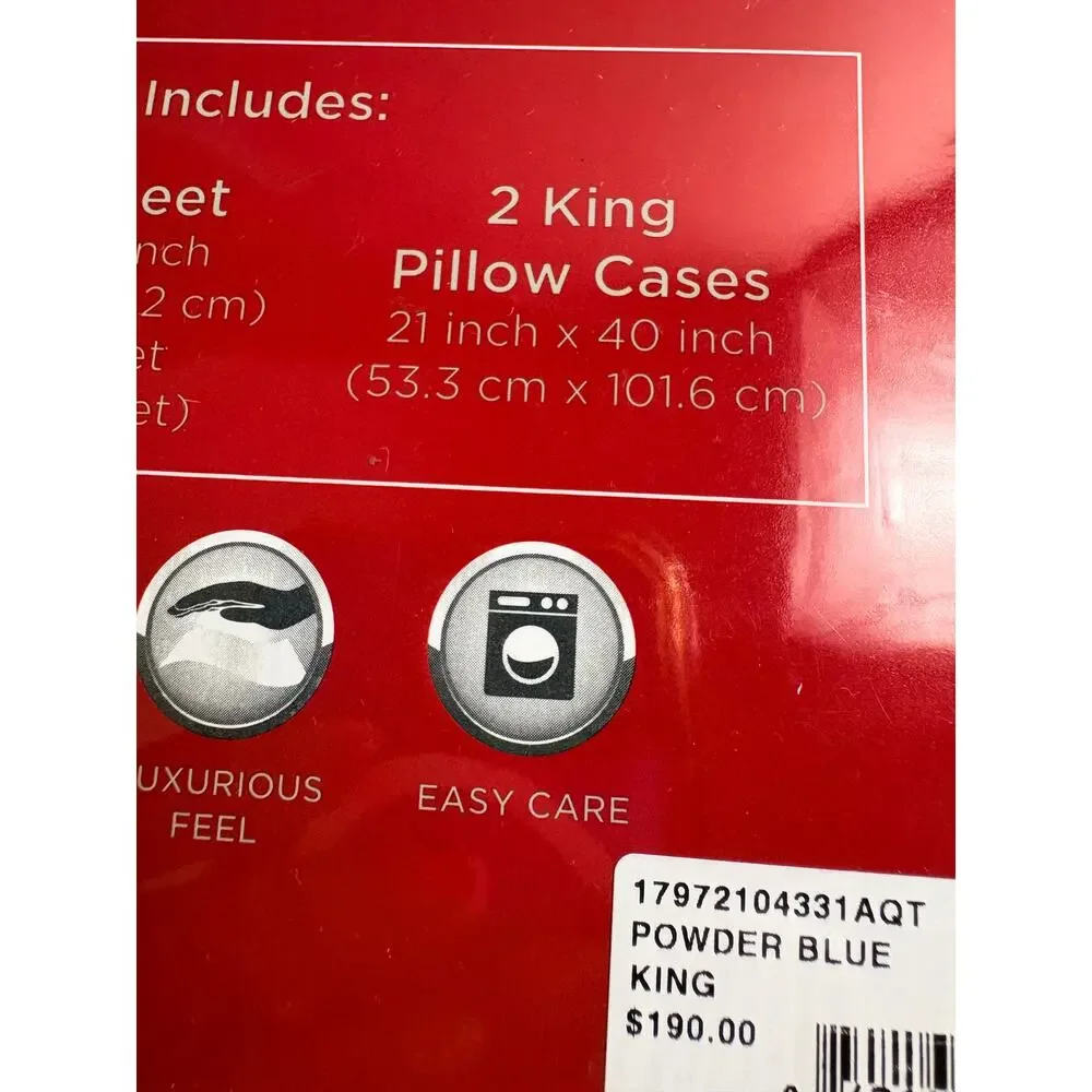 Fairfield Square Whitney 1000 Thread Count Luxury Sateen King Sheet Set Blue NWT
